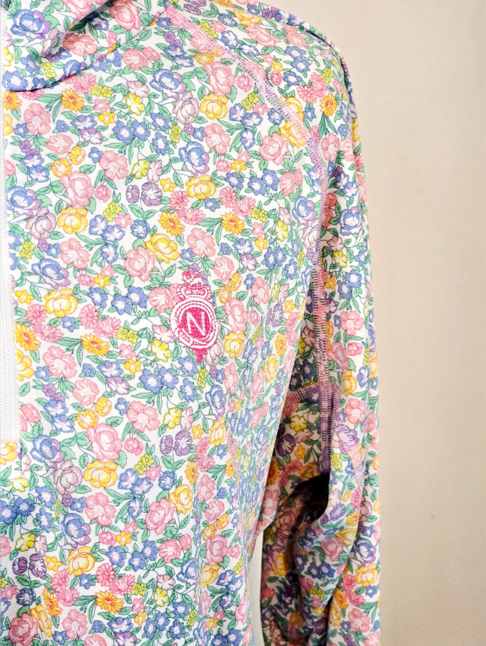 RLX Ralph Lauren Floral Quarter Zip Pullover Jacket Large Golf Performance Pink - Picture 8 of 13